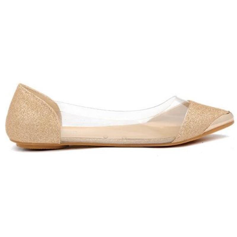 Metal Pointed Toe Women Flats  Transparent Women Shoes Loafers