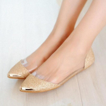 Metal Pointed Toe Women Flats  Transparent Women Shoes Loafers