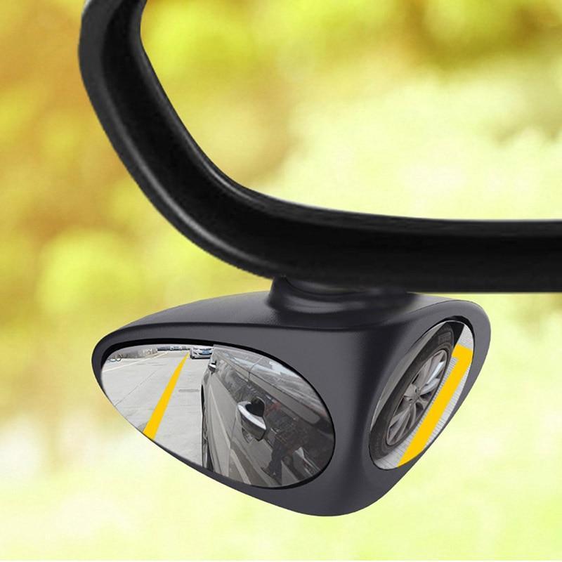 Car Mirror Large Vision Rear View Auxiliary Reversal Blind Zone Wide Angle Mirror360 Rotation Adjustable  Dual Lens Coach Mirror