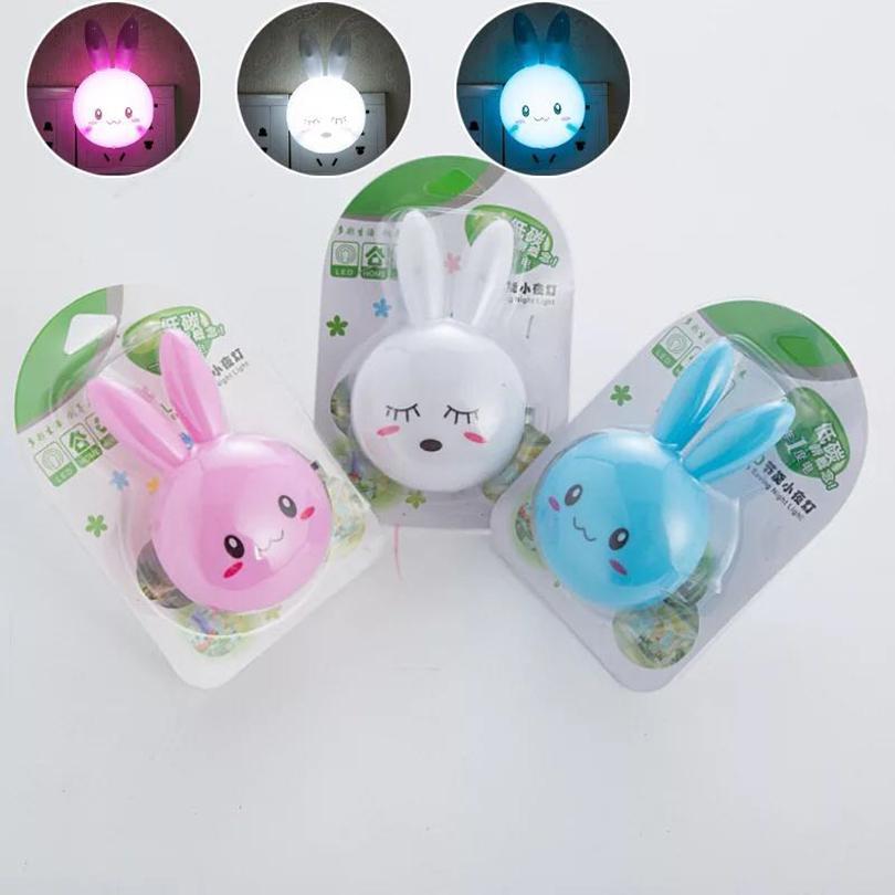 Cartoon Rabbit LED Night Light AC110 220V Switch Wall Night Lamp- Gifts For Kid/Baby/Children Bedroom Bedside Lamp