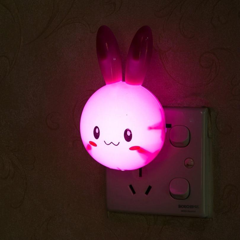 Cartoon Rabbit LED Night Light AC110 220V Switch Wall Night Lamp- Gifts For Kid/Baby/Children Bedroom Bedside Lamp