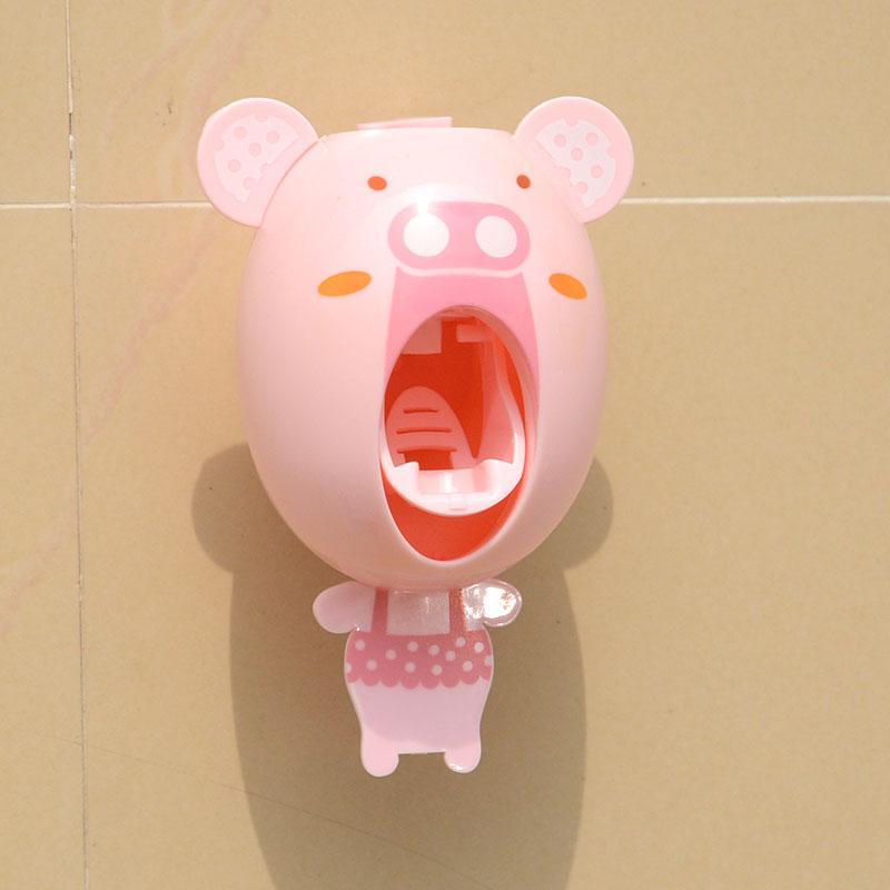 Cartoon Toothpaste Dispenser Strong Suction Sucker Bathroom Accessories Set Toothbrush Holder Automatic Tooth Brush Holder Child