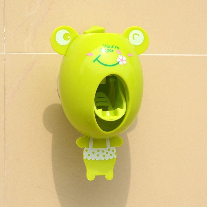 Cartoon Toothpaste Dispenser Strong Suction Sucker Bathroom Accessories Set Toothbrush Holder Automatic Tooth Brush Holder Child