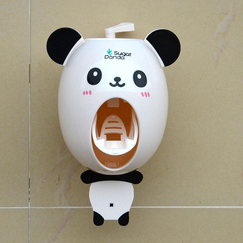 Cartoon Toothpaste Dispenser Strong Suction Sucker Bathroom Accessories Set Toothbrush Holder Automatic Tooth Brush Holder Child