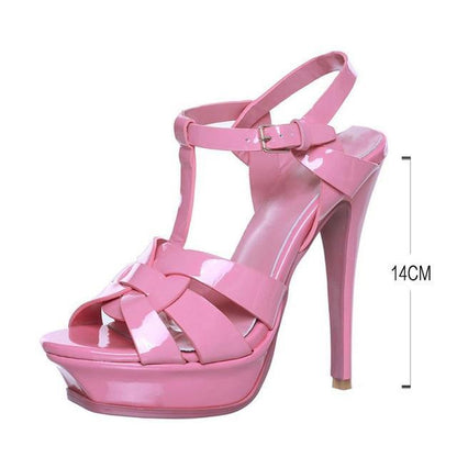Genuine Leather High Heel Sandals Women Heels