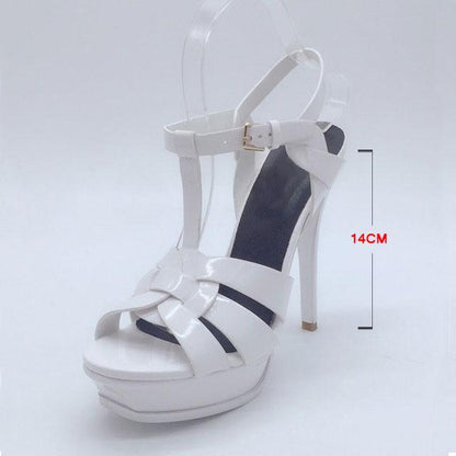 Genuine Leather High Heel Sandals Women Heels
