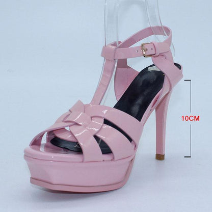 Genuine Leather High Heel Sandals Women Heels