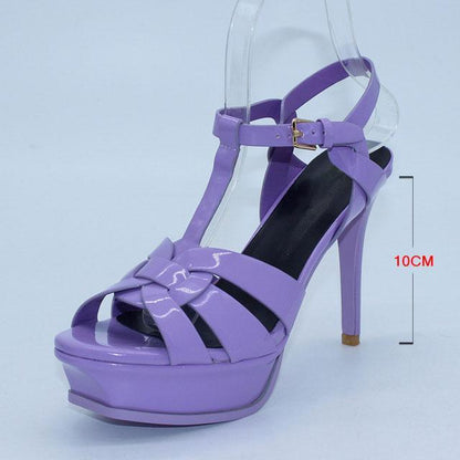 Genuine Leather High Heel Sandals Women Heels