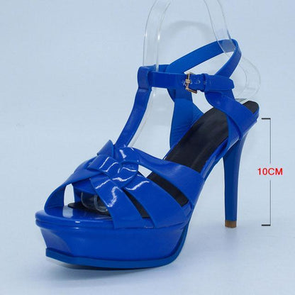 Genuine Leather High Heel Sandals Women Heels