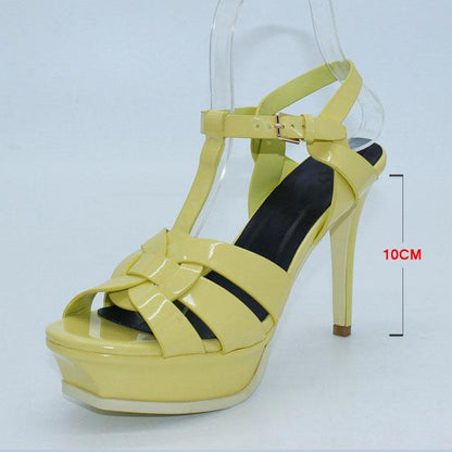 Genuine Leather High Heel Sandals Women Heels