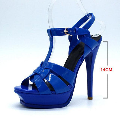 Genuine Leather High Heel Sandals Women Heels