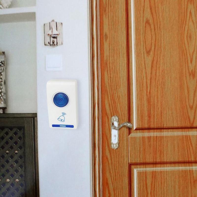 DC3V LED Wireless Chime Doorbell Battery Powered 32 Tune Songs 1 Remote Control 1 Wireless Home Security Smart Doorbells White