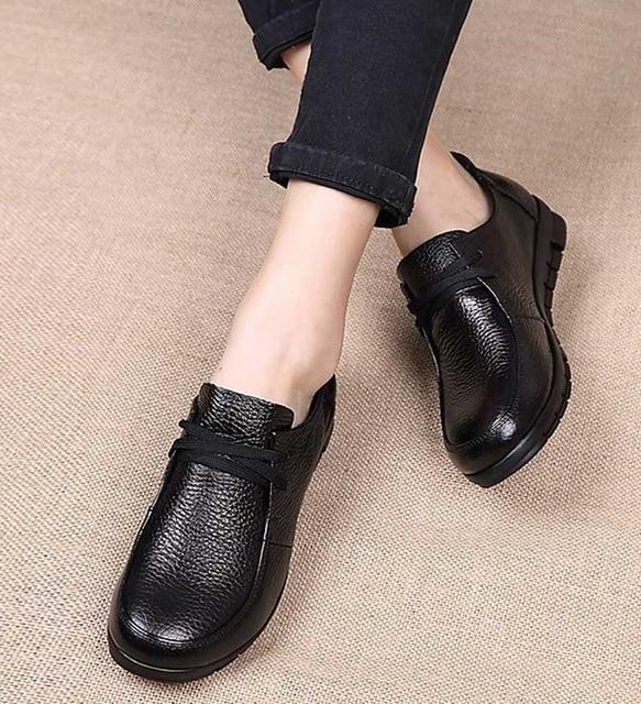 Designer Women Ballet Flats Black Genuine Leather Loafers