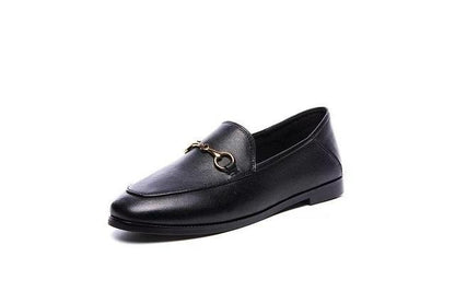 Flats Basic Shoes Women Loafers Cow Leather Metal Decoration