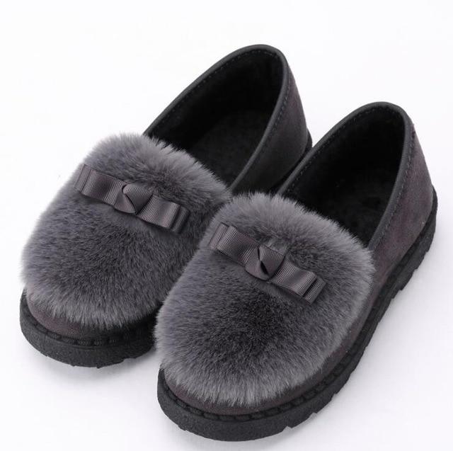 Fur Sneakers Flat Heel Slip on Round Toe Comfort Platform Flats Snow Shoes