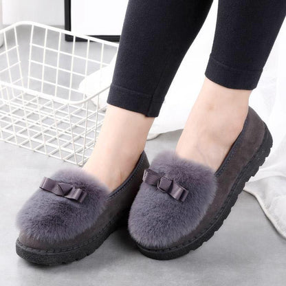 Fur Sneakers Flat Heel Slip on Round Toe Comfort Platform Flats Snow Shoes