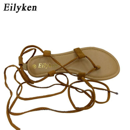 Roman Sandals  Multiple Cross-Strap tall knee high Bondage Thong Nubuck Women Sandals