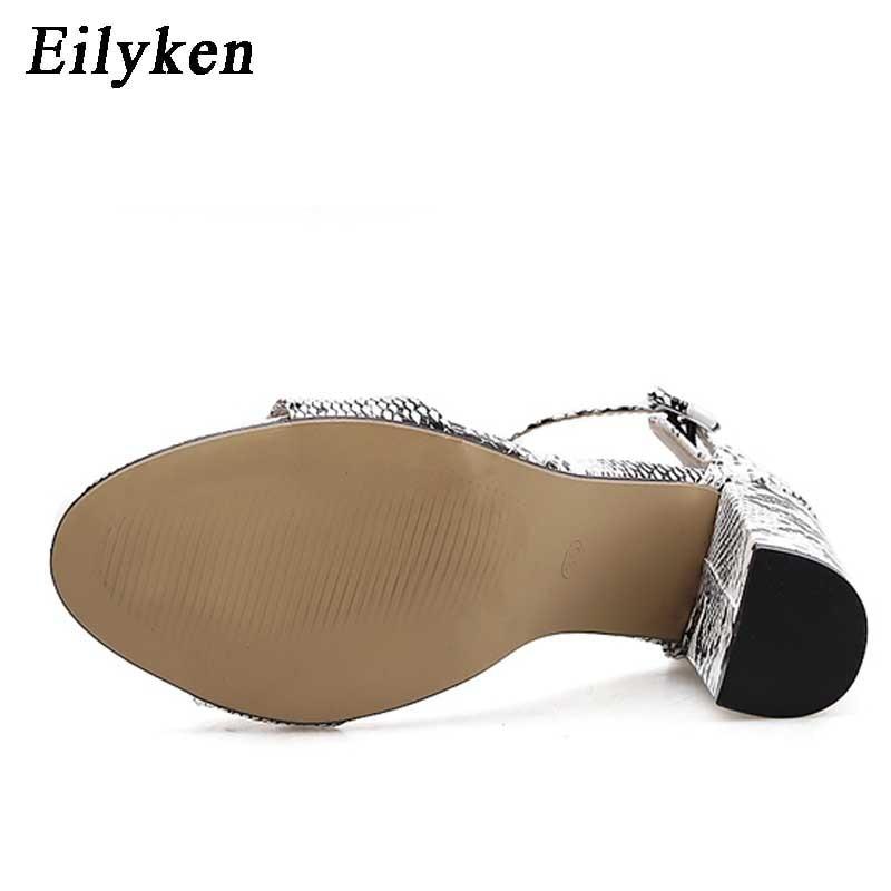 Women Ankle Strap Sandals Snake Print Square heel Fashion Pointed toe Ladies Fashion shoes