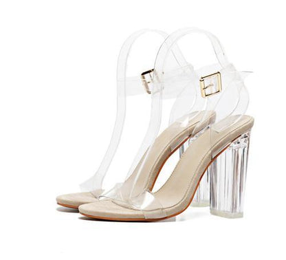 Women Sandals Ankle Strap Perspex High Heels