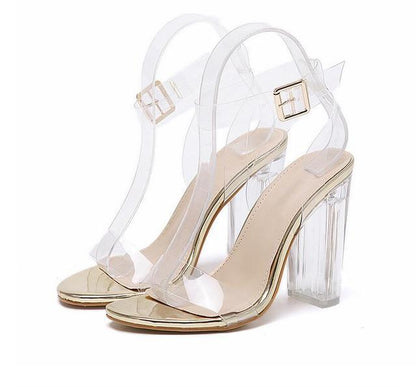 Women Sandals Ankle Strap Perspex High Heels