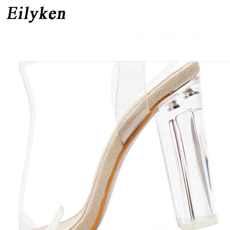 Women Sandals Ankle Strap Perspex High Heels