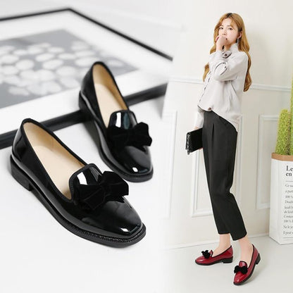 Fashion Casual Bowtie Loafers For Women England Style Ladies Casual Loafers