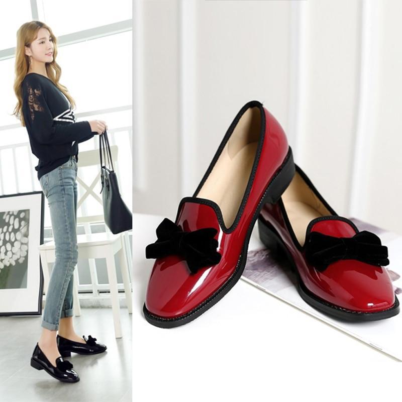 Fashion Casual Bowtie Loafers For Women England Style Ladies Casual Loafers