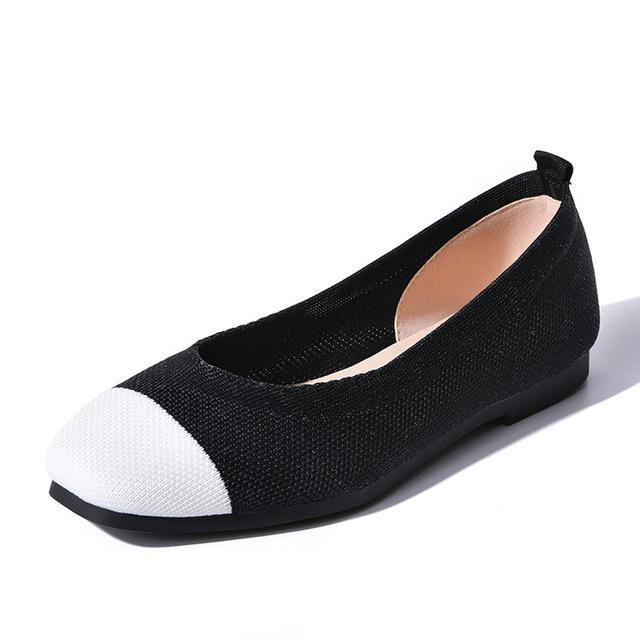 Fashion Ladies Shoes  Falt Shoes Woman Knitting High Quality Black Breathable Women Loafers