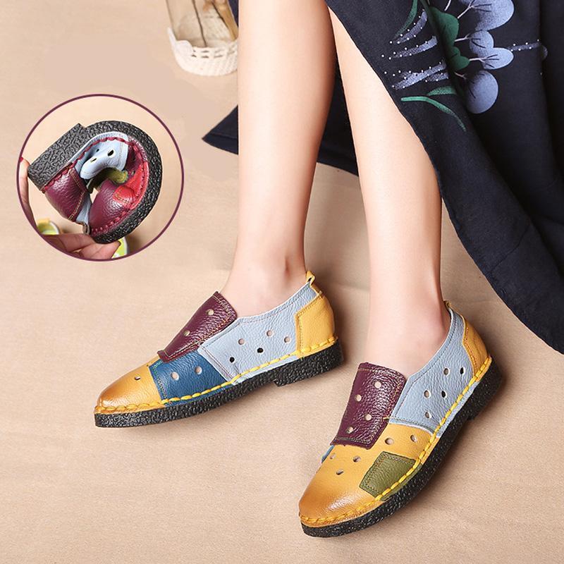 Fashion Women Flats Women Shoes Comfort Genuine Leather Shoes
