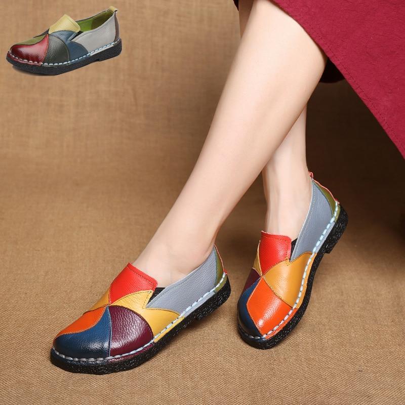 Fashion Women Flats Women Shoes Comfort Genuine Leather Shoes