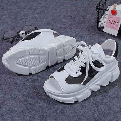 Fashion Women Sandals Platform Wedges Women Shoes Thick Heel Lace Up Sandals