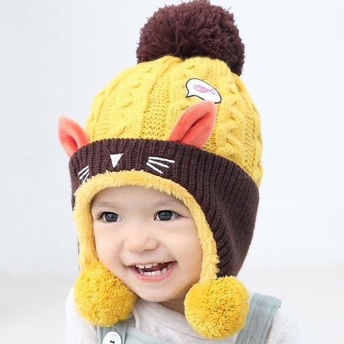 Cute Fur Knitted Baby Cap