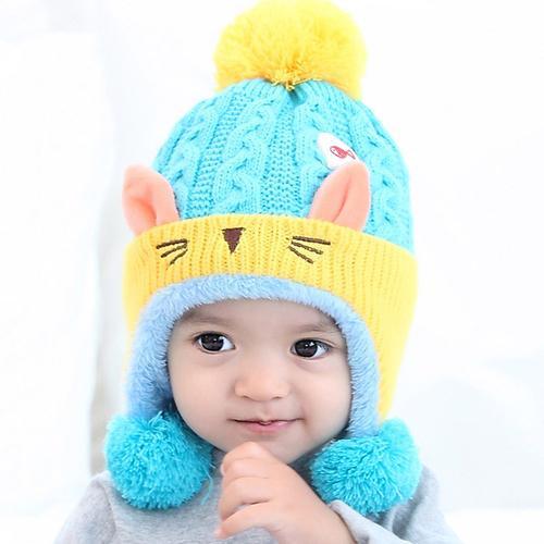 Cute Fur Knitted Baby Cap