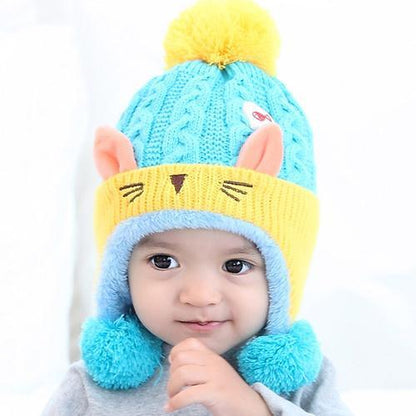 Cute Fur Knitted Baby Cap
