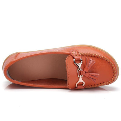 Flat shoes woman tassel fringe solid color loafers