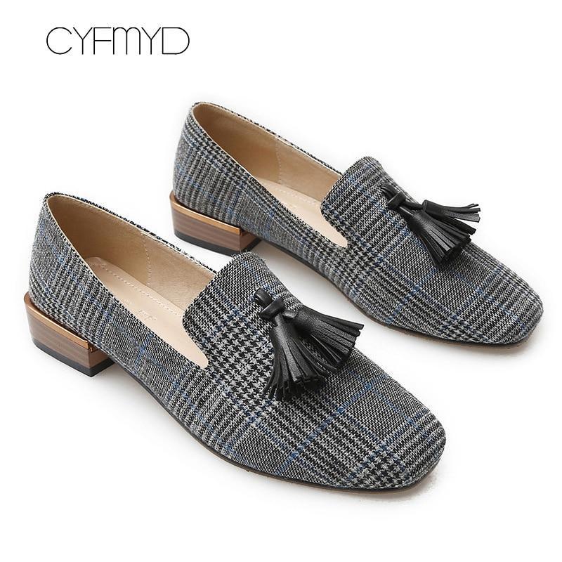 Loafers for girls Fashion Gingham Flats shoes