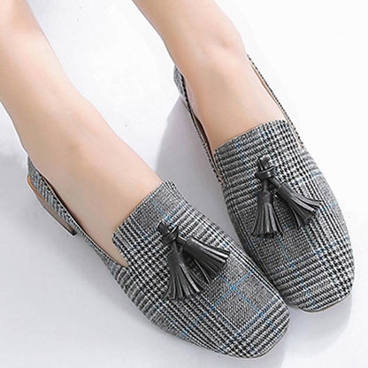 Loafers for girls Fashion Gingham Flats shoes