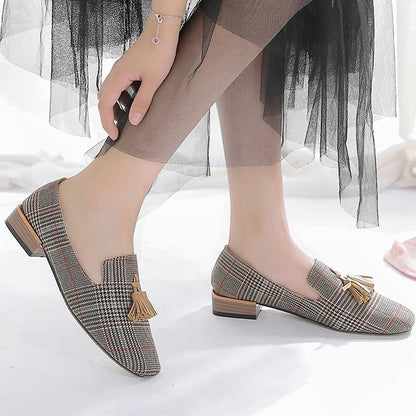 Loafers for girls Fashion Gingham Flats shoes
