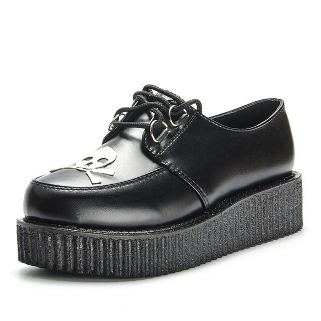 Skull Leather PU autumn Creepers shoes plus size 35-41 women Shoes