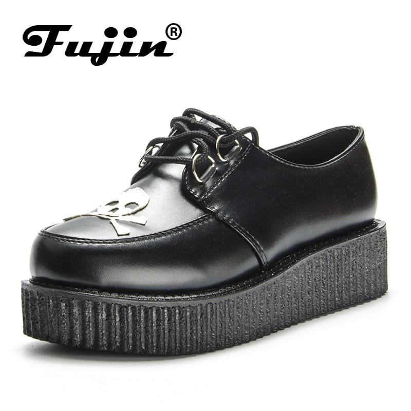 Skull Leather PU autumn Creepers shoes plus size 35-41 women Shoes