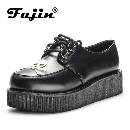 Skull Leather PU autumn Creepers shoes plus size 35-41 women Shoes