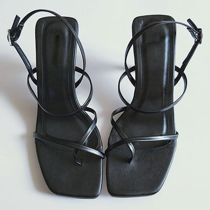 High Heels Sandals For Band High Heel Vintage Square Toe Heel Sandals