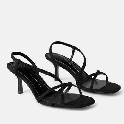 High Heels Sandals For Band High Heel Vintage Square Toe Heel Sandals