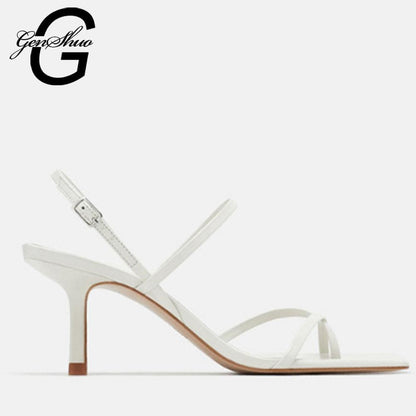 High Heels Sandals For Band High Heel Vintage Square Toe Heel Sandals