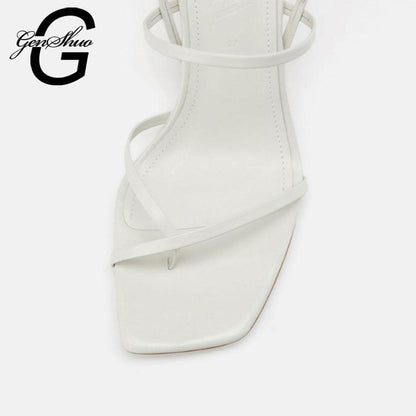 High Heels Sandals For Band High Heel Vintage Square Toe Heel Sandals
