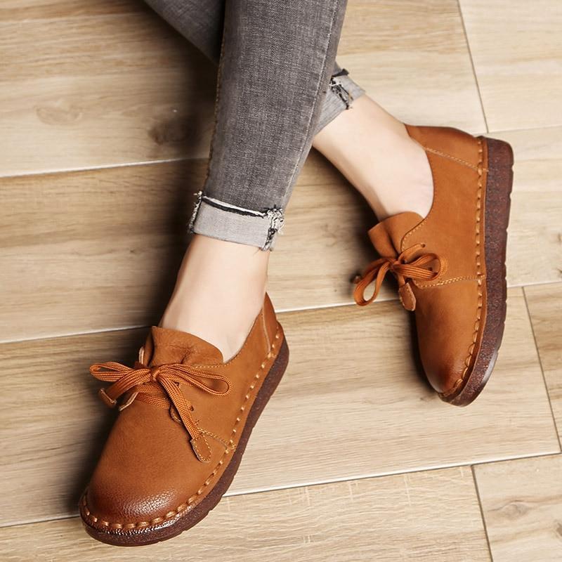 Lace-up Loafers Casual Flat Shoe Pregnant Women Shoe Mother Driving Shoe