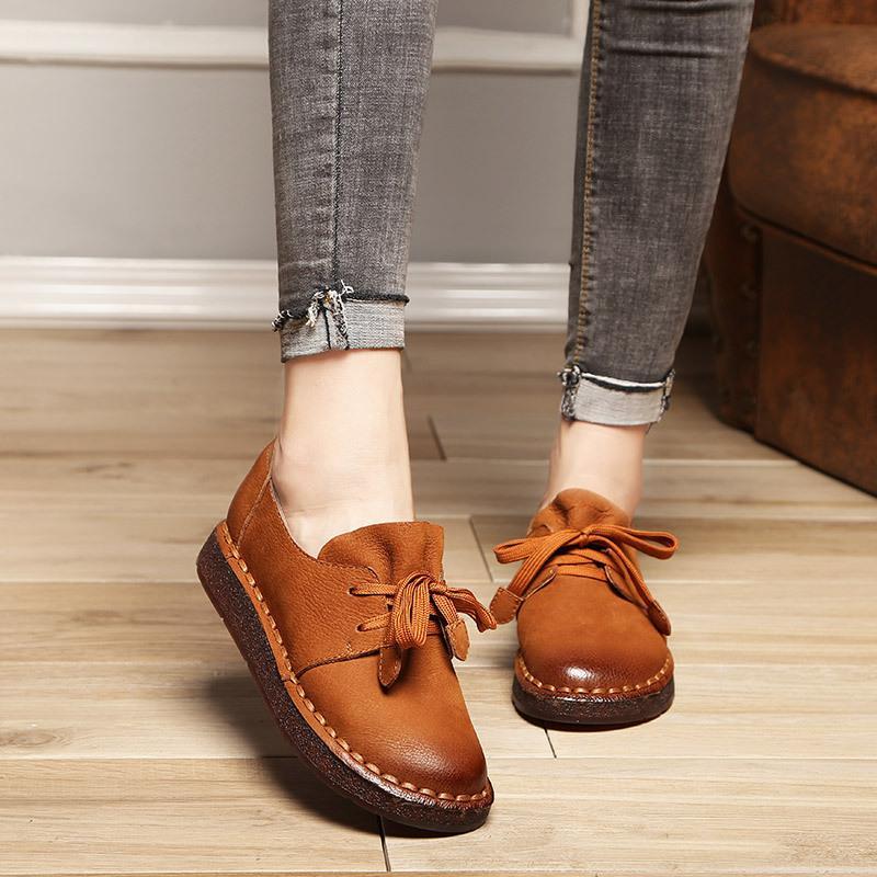 Lace-up Loafers Casual Flat Shoe Pregnant Women Shoe Mother Driving Shoe
