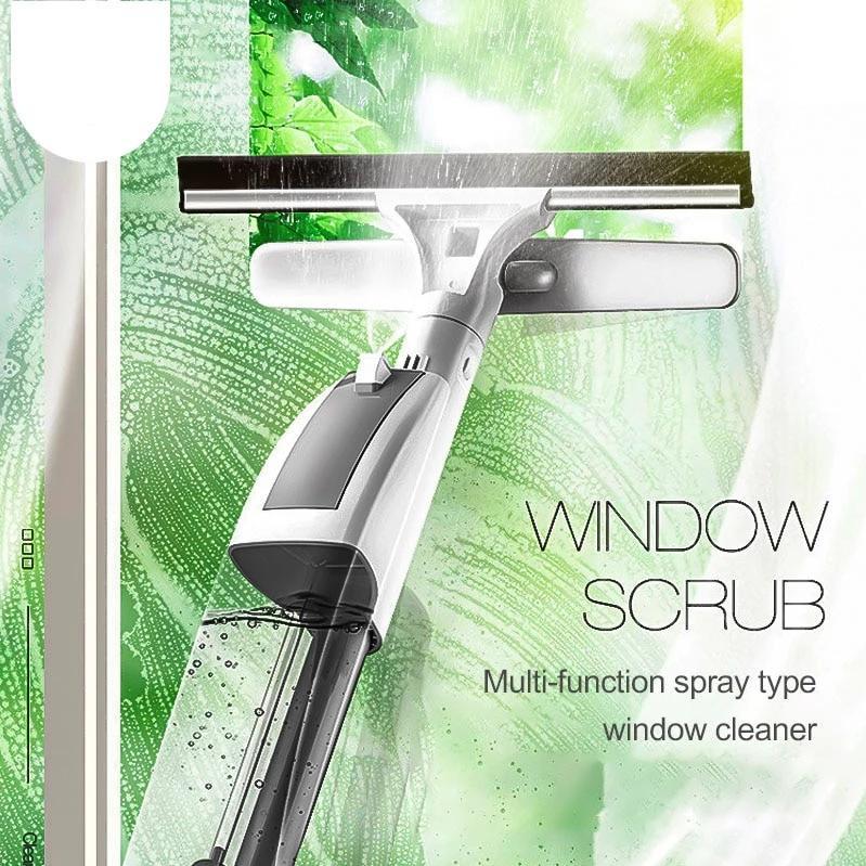 Glass Cleaning Brush with Water Spray Window Cleaner High quality aluminum long handle Wiper and cloth combo silicone