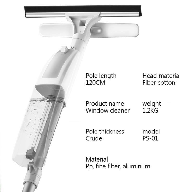 Glass Cleaning Brush with Water Spray Window Cleaner High quality aluminum long handle Wiper and cloth combo silicone