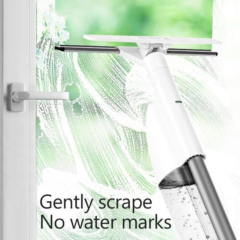 Glass Cleaning Brush with Water Spray Window Cleaner High quality aluminum long handle Wiper and cloth combo silicone